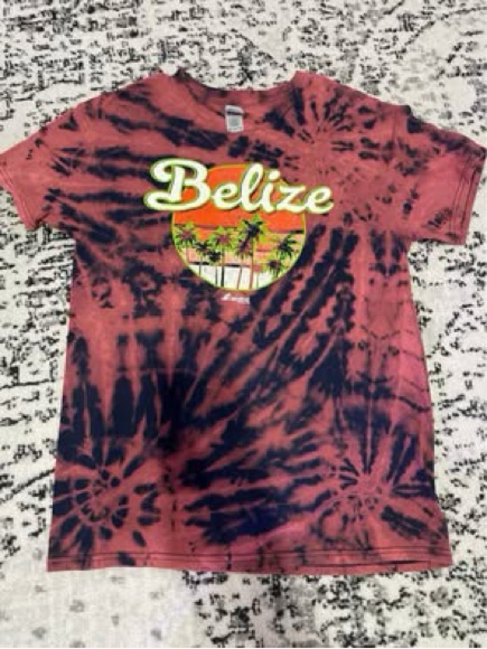 Belize Tie-Dye Tee - Red & Navy